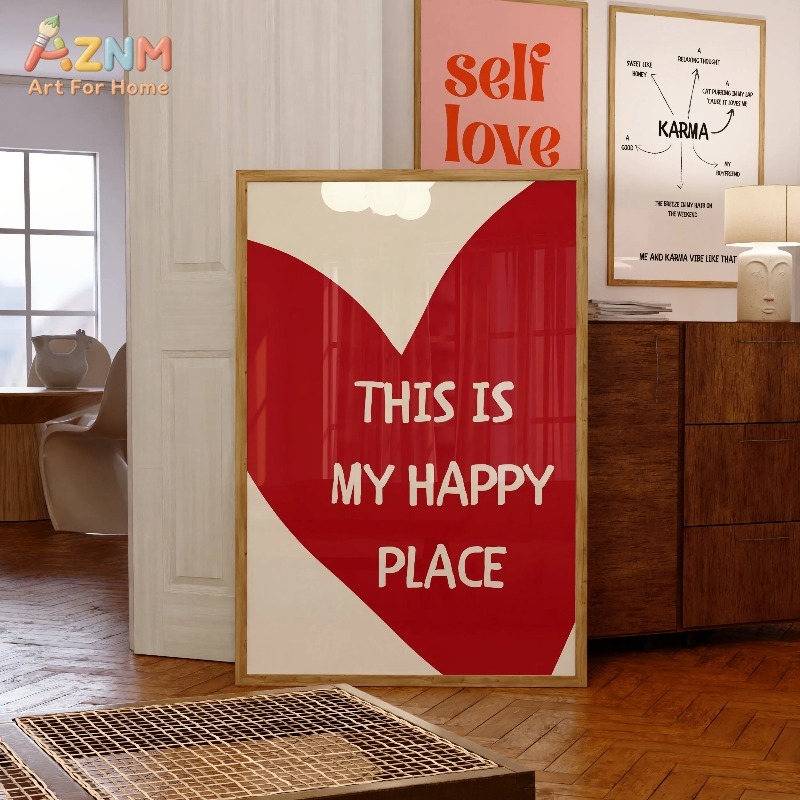 Home Decor Minimal - Póster artístico con texto de corazón