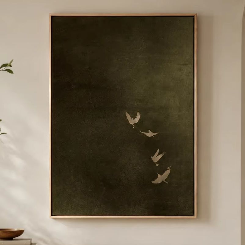 Home Decor Minimal - Arte en Lienzo de Pájaro Verde