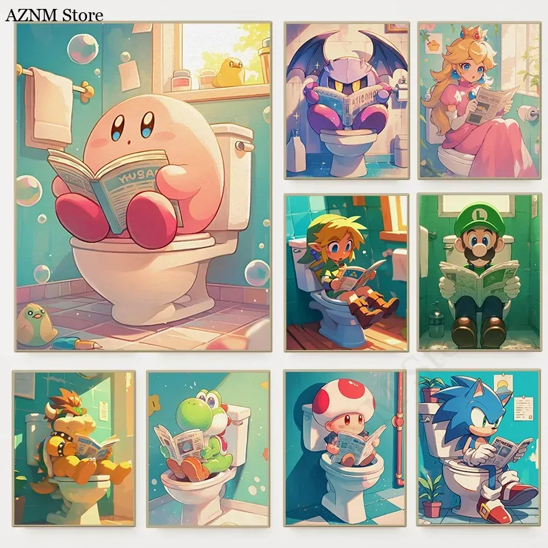 Watercolor Poster Print - Póster de videojuego de dibujos animados