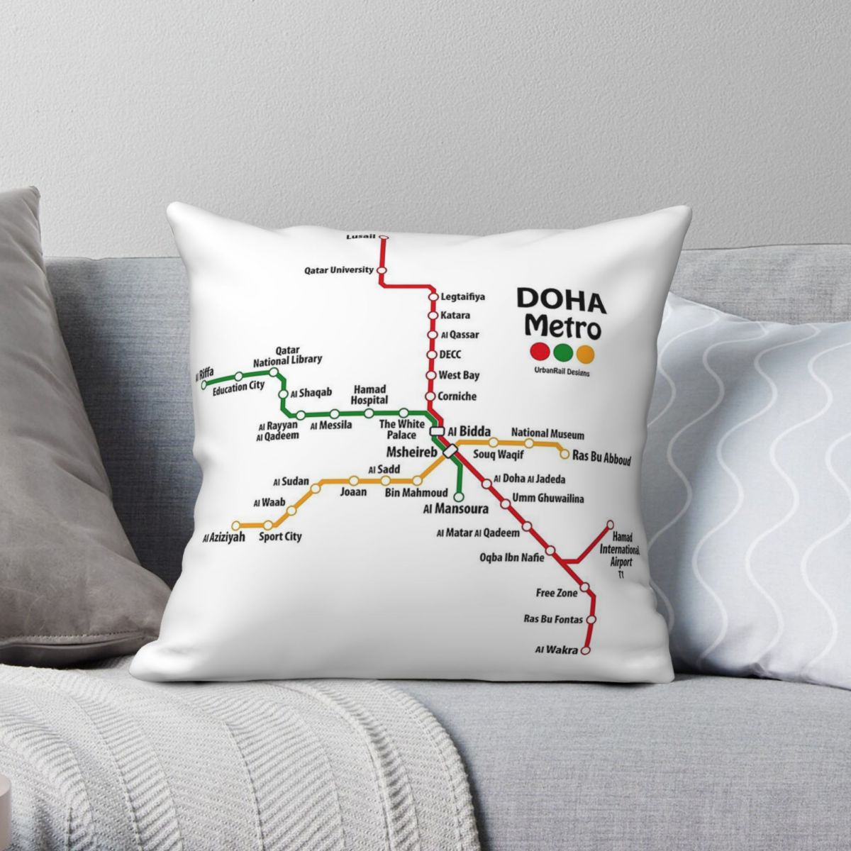 Home Decor Qatar - Funda de almohada cuadrada con mapa