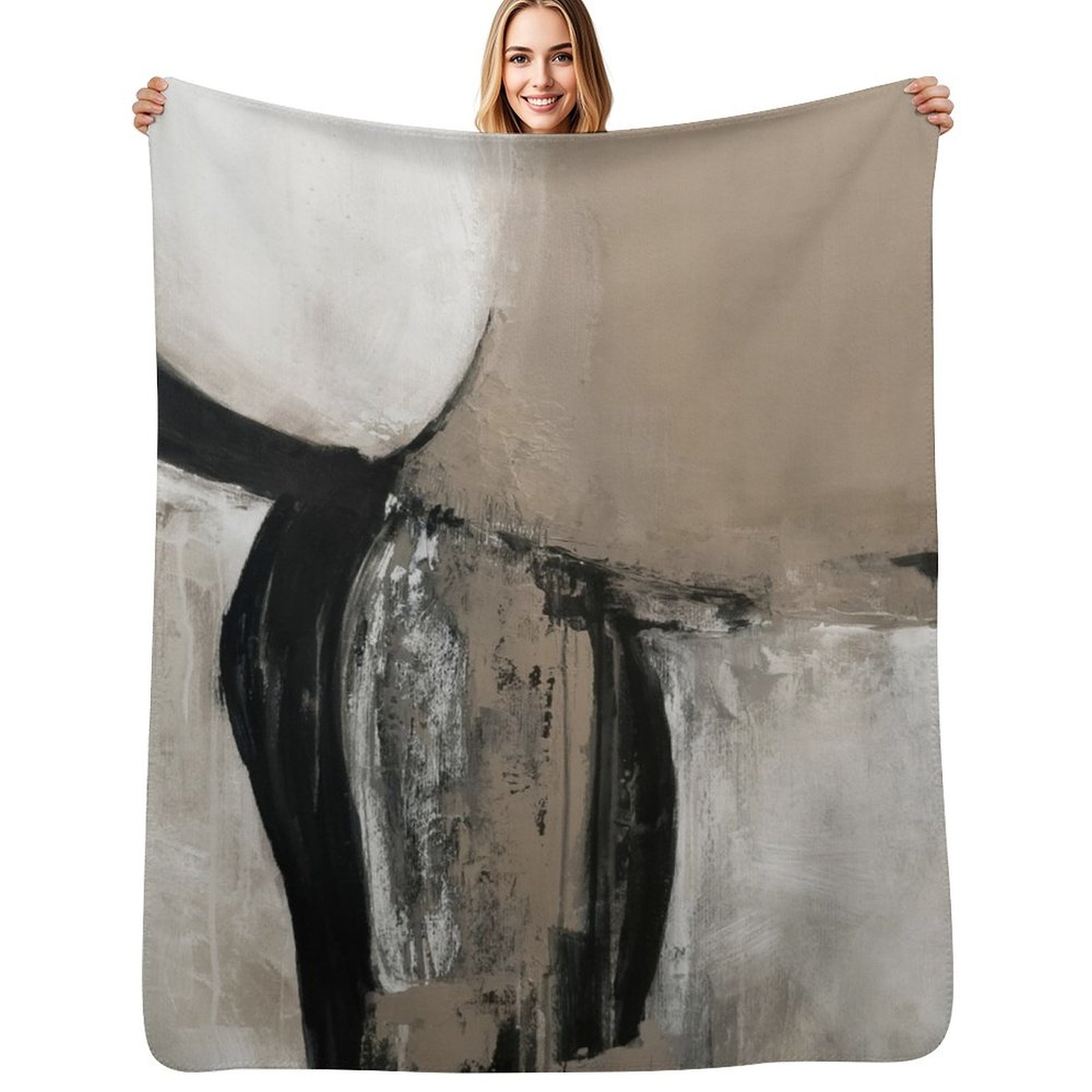 Neutral Throw Blanket - Manta abstracta neutra multiusos, suave y