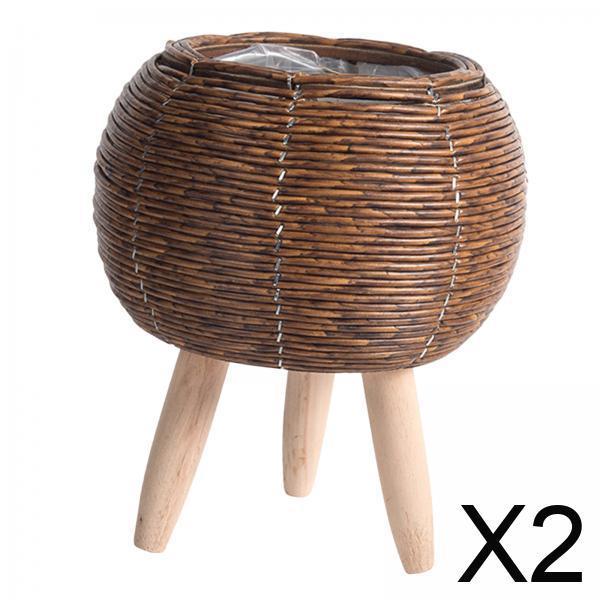 Home Decor Rattan - Cesta Tejida con Soporte, Organizador de