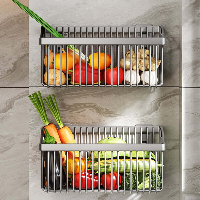 Woven Wall Basket - Estante de especias multifuncional montado en