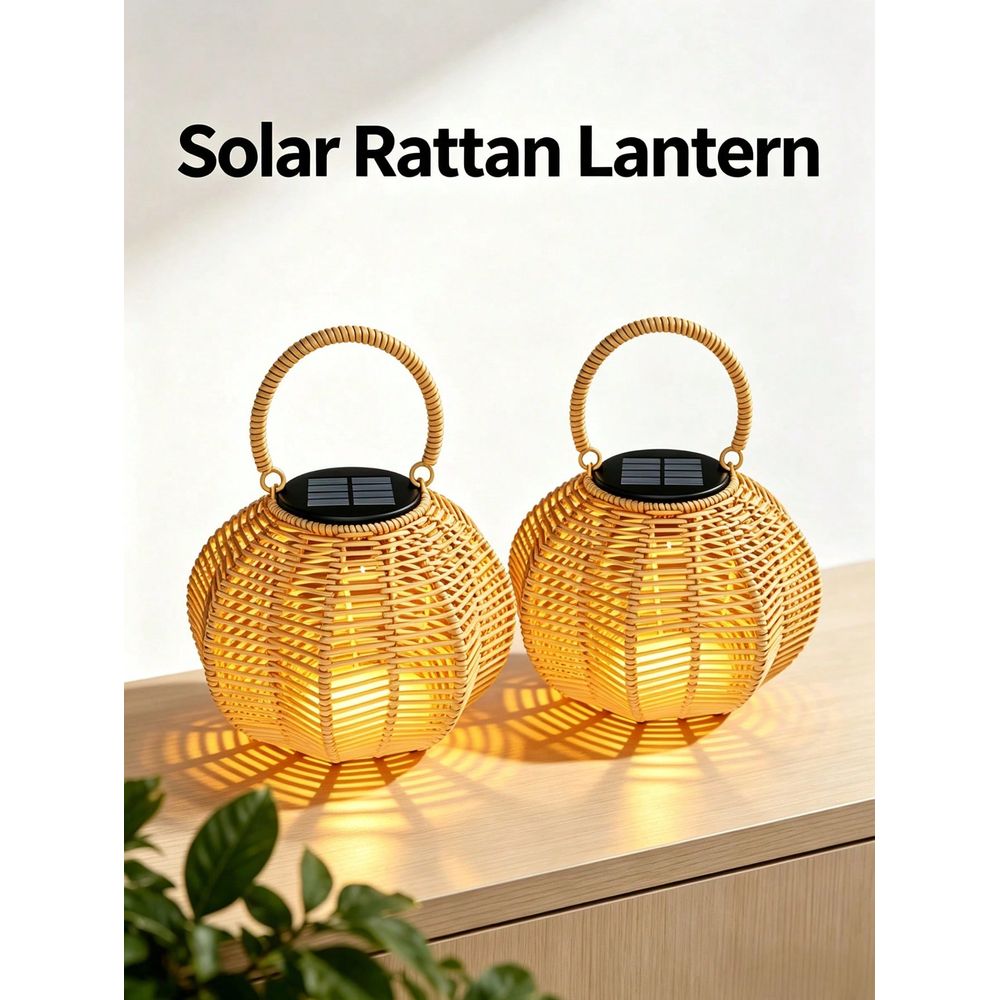 Home Decor Rattan - Lámpara Solar de Ratán para Decoración