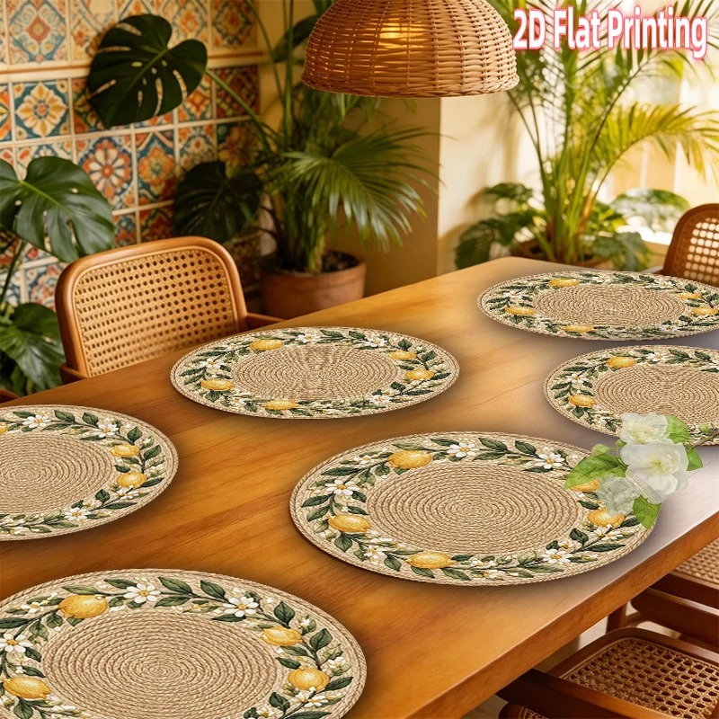 Home Decor Rattan - Juego de 4 manteles individuales impresos
