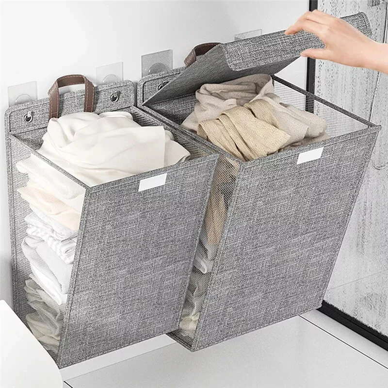 Woven Wall Basket - Cesto de ropa plegable adhesivo multifuncional