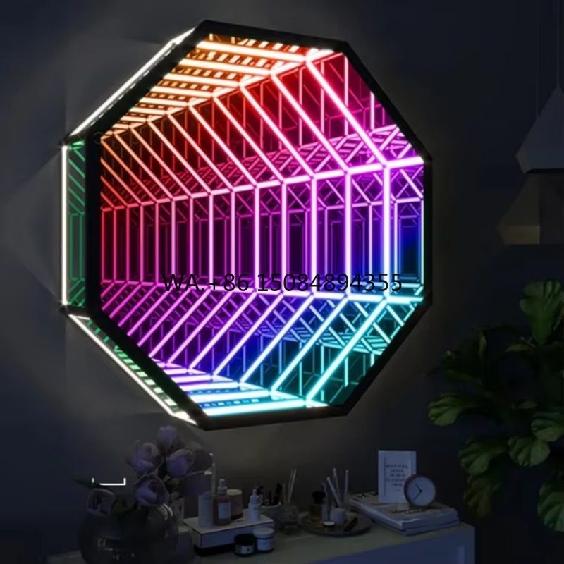 Home Decor Mirror - Espejo Infinito Octagonal 3D, Espejo Túnel