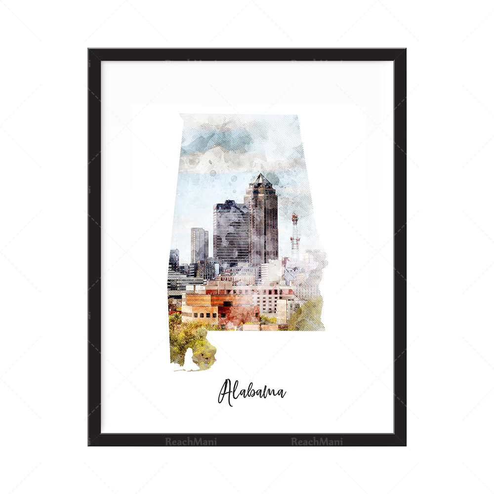 Impresión de mapa de acuarela  - Home Decor Qatar reseña y precio