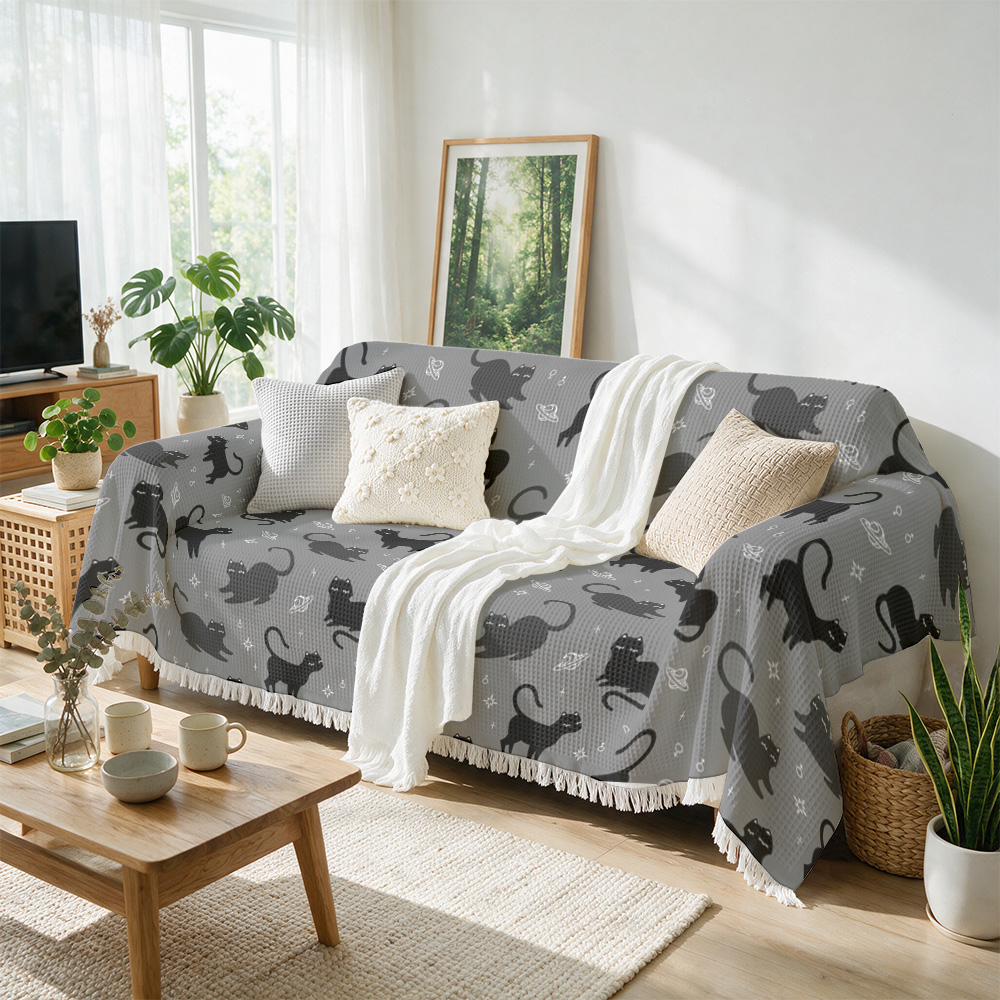 Manta con estampado de gatos,  - Neutral Throw Blanket reseña y precio