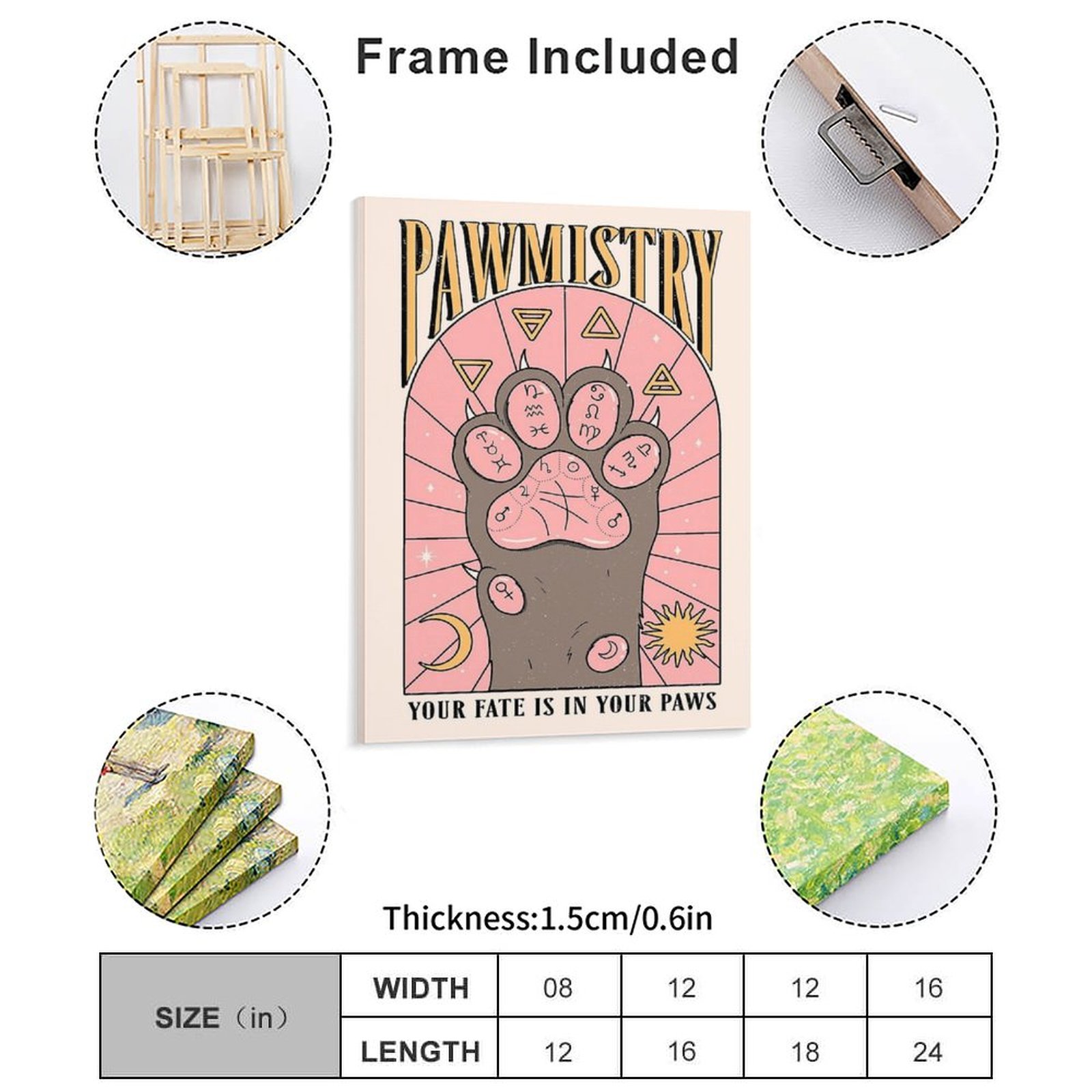 Pawmistry-pintura en lienzo, p - Home Decor Mirror reseña y precio