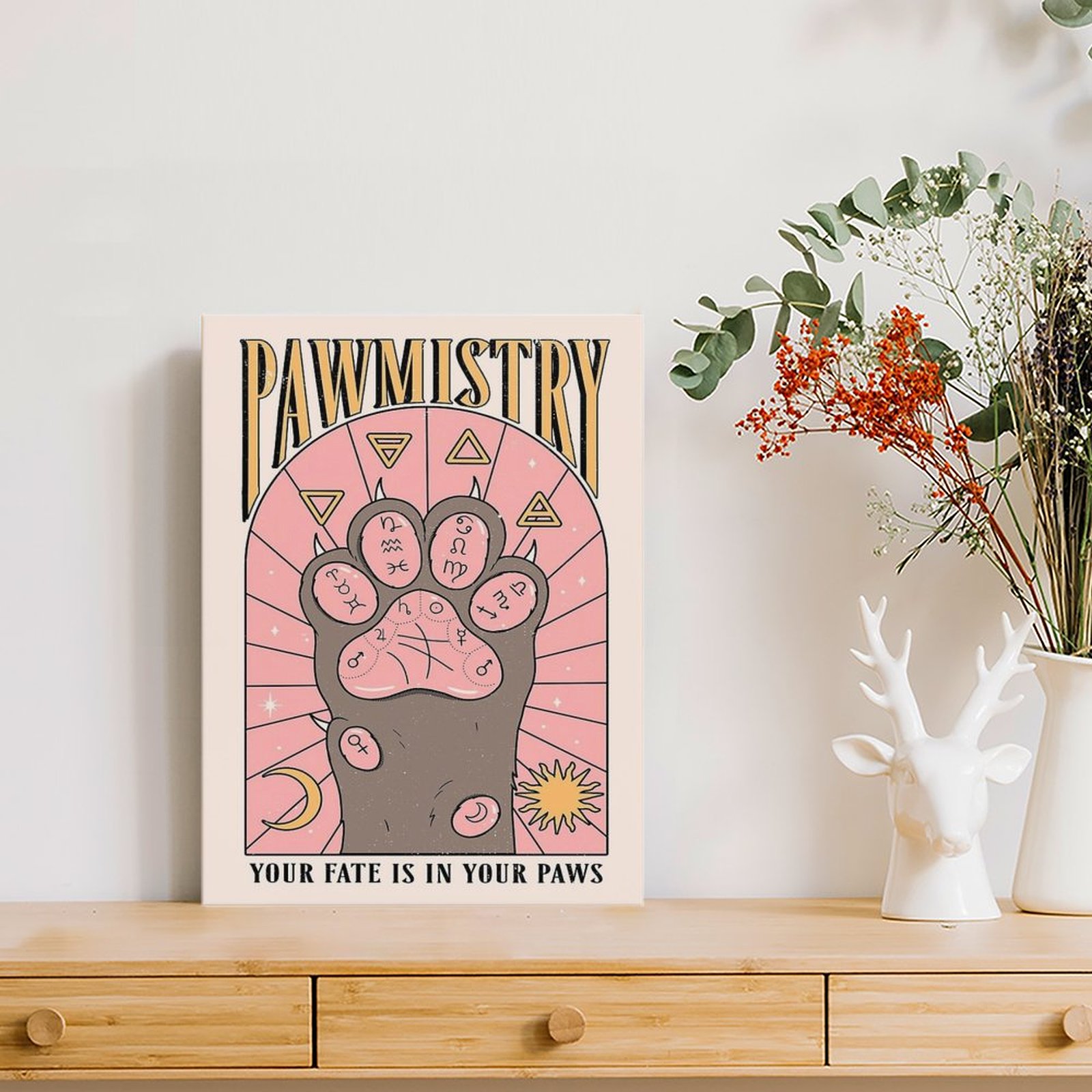 Pawmistry-pintura en lienzo, p - Home Decor Mirror reseña y precio