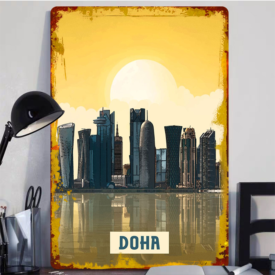 Doha Skyline-arte de pared de  - Home Decor Qatar reseña y precio
