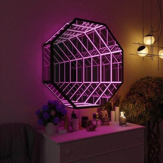 Espejo Infinito Octagonal 3D,  - Home Decor Mirror reseña y precio